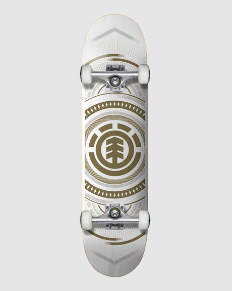 HATCHED WHITE GOLD 8" COMPLETE SKATEBOARD