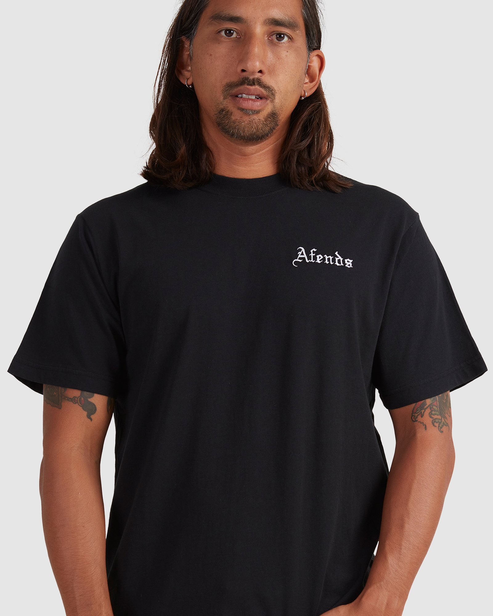 Mens Double Black - Retro Fit Tee - Black by AFENDS | Amazon Surf
